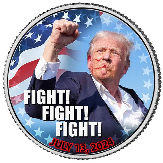 Trump "Fight, Fight, Fight" Coin - Genuine US Half Dollar Collectible -  JP's Corner