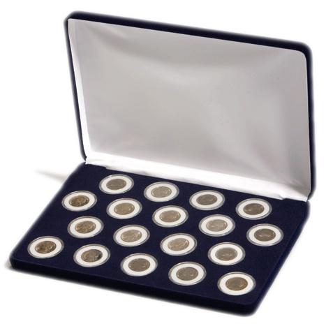 Coin Case with blue velour insert for coins/coin capsules up to outer-Ø 46  mm